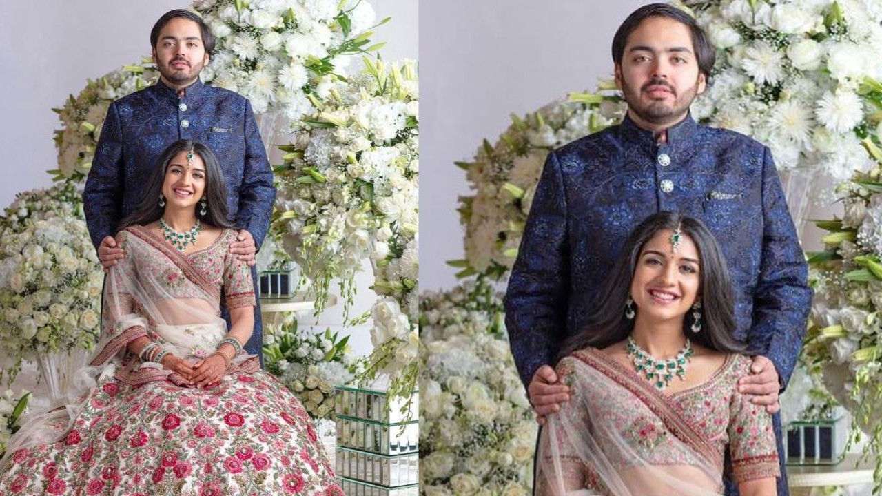 Bride-to-be Radhika Merchant’s floral lehenga makes for a perfect Roka ceremony outfit (PC: Pinkvilla Instagram)