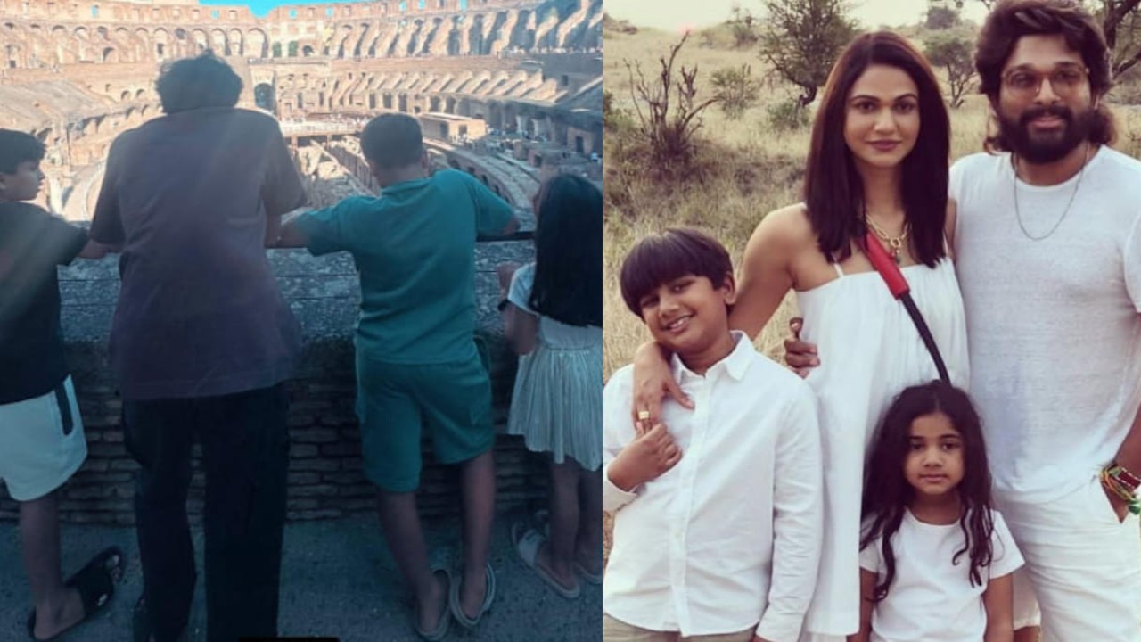 Allu Arjun enjoys Colosseum visit in Rome with kids Arha and Ayaan