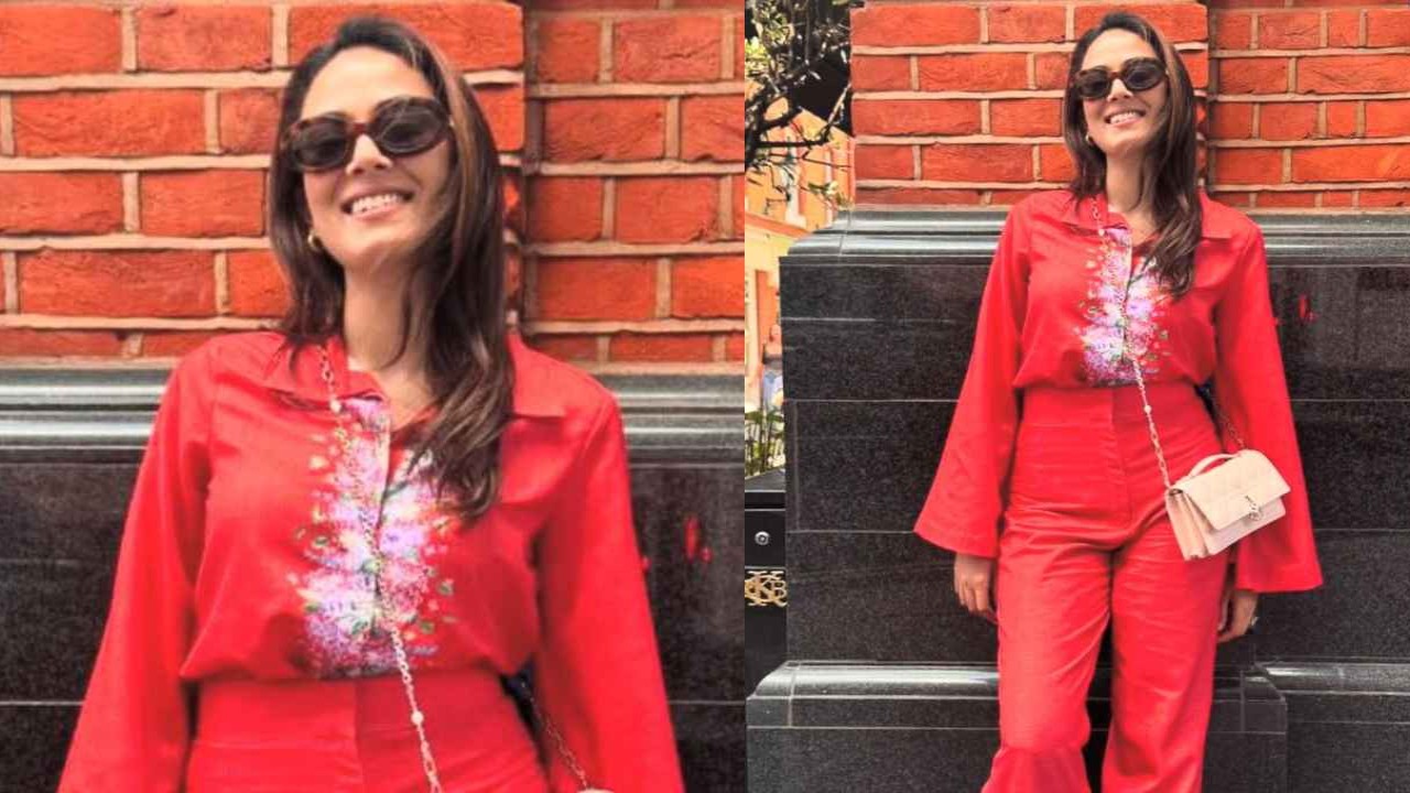 Mira Rajput embraces London’s charm in floral red shirt with matching pants and high-end sling bag