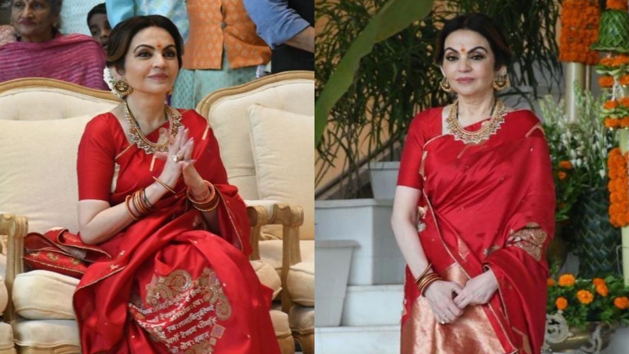 Nita Ambani weaves ethereal elegance in Banarasi red saree