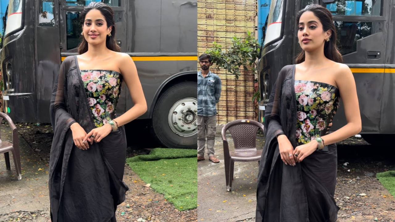 Janhvi Kapoor’s fashion flair dazzles in floral corset and black saree, perfect for your next cocktail party 