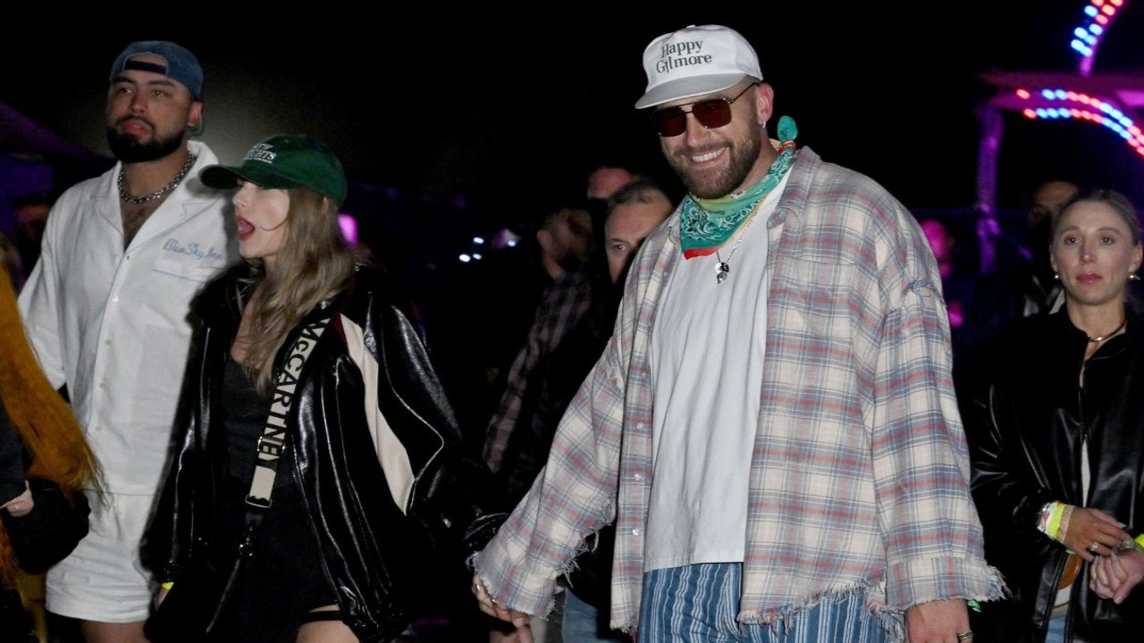 Taylor Swift and Travis Kelce at Neon Carnival held during the Coachella Music and Arts Festival [Credit-Getty] 
