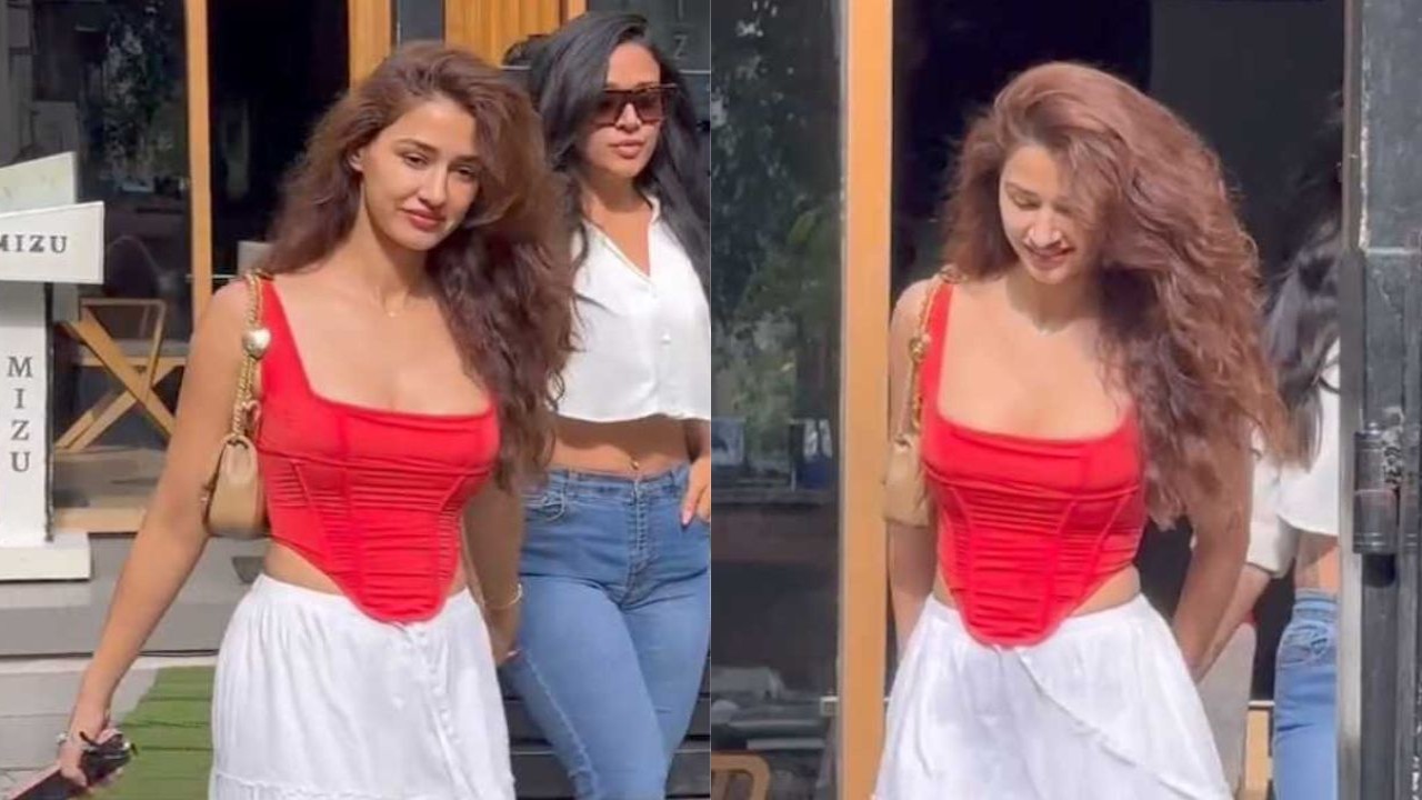 Disha Patani makes basics look hot in red corset top