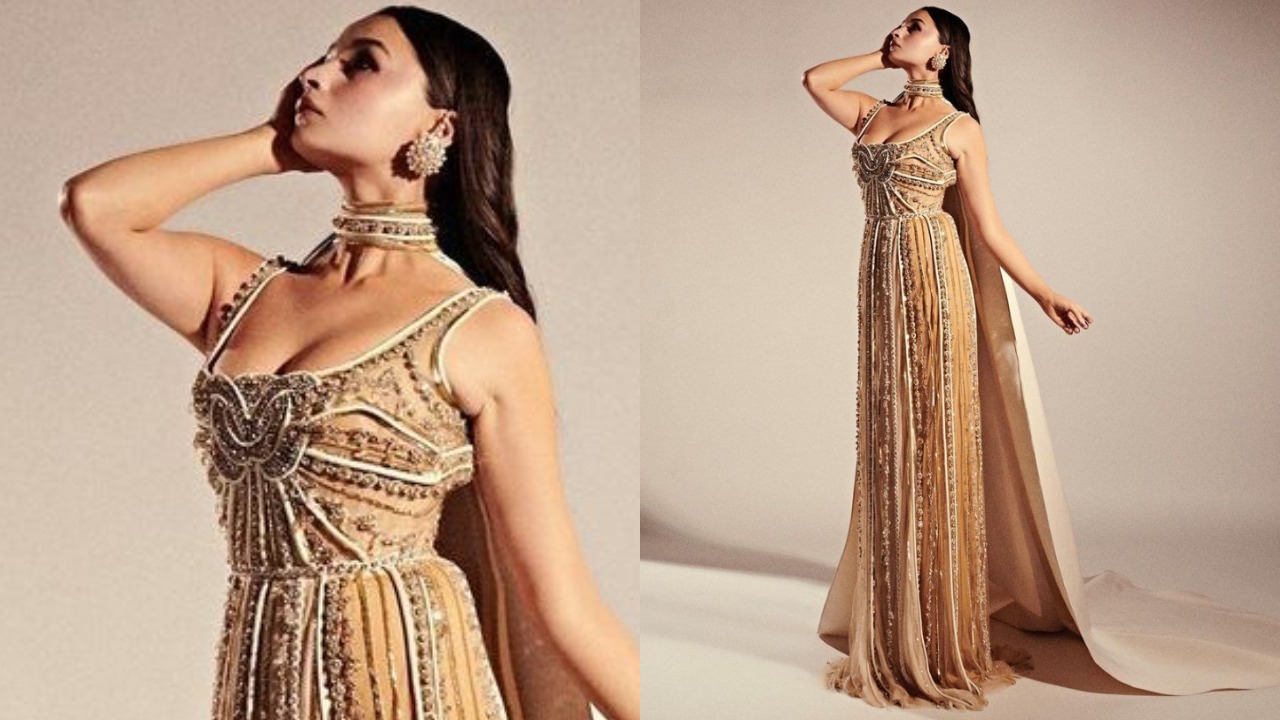 Alia Bhatt’s body-hugging gown (PC: Pinkvilla/ Alia Bhatt Instagram)