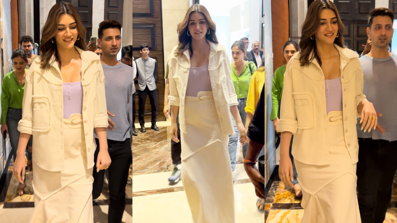 Kriti Sanon's Crisp White Jacket And Asymmetric Skirt Ensemble Is A 