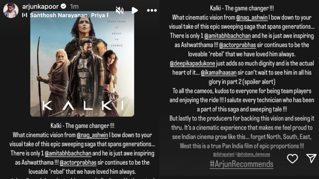 Arjun Kapoor calls Kalki 2898 AD ‘game changer’; lauds Deepika and Big B’s performances