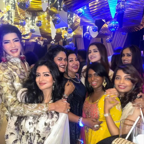 Trisha Krishnan shares pics from Varalaxmi Sarathkumar's sangeet night