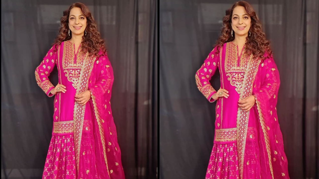 Juhi Chawla in pink sharara set