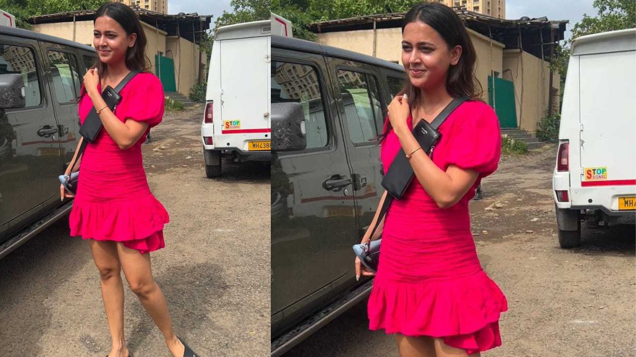 Tejasswi Prakash’s rose pink mini dress (PC: Viral Bhayani)