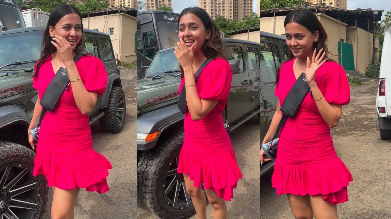 Tejasswi Prakash’s rose pink mini dress (PC: Viral Bhayani)