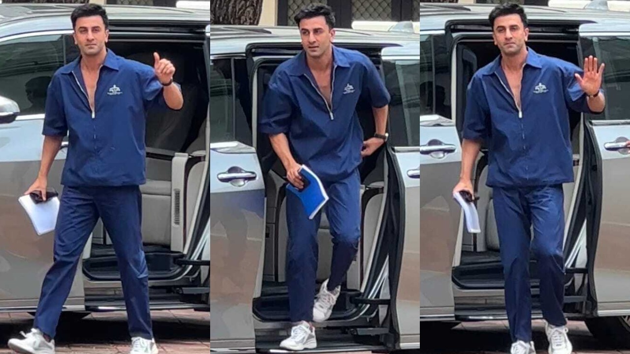 Ranbir Kapoor advocates for minimalism as he steps out in a blue co-ord set for meeting (PC: Viral Bhayani)