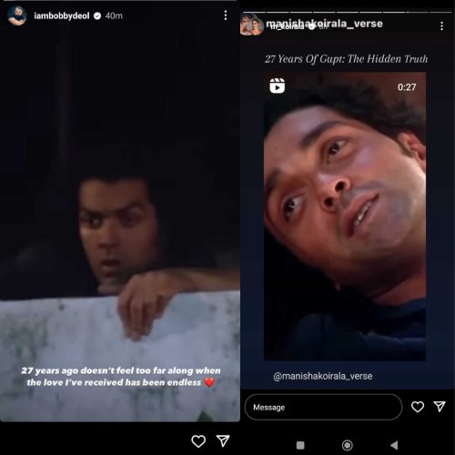 Bobby Deol and Manisha Koirala Instagram 