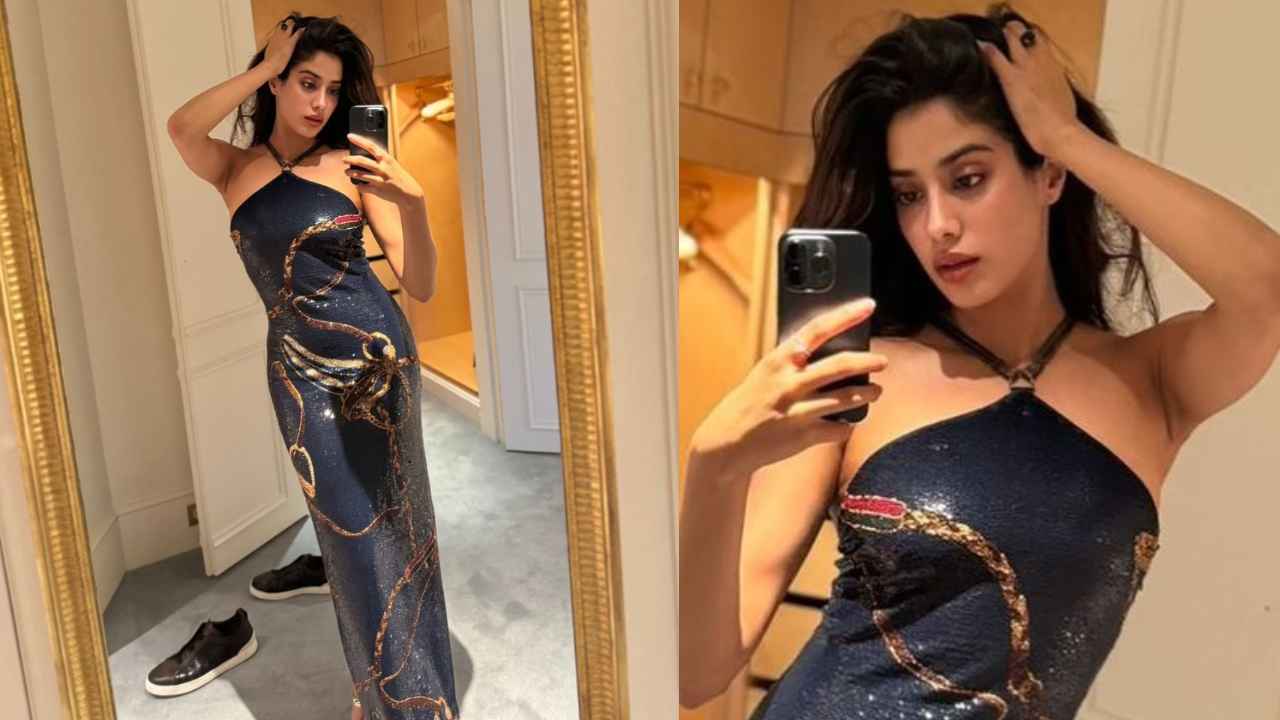 Janhvi Kapoor’s dazzling dark blue halter neck Ralph Lauren gown look is enough to make us go weak in the knees  (PC: AmI Patel Instagram)