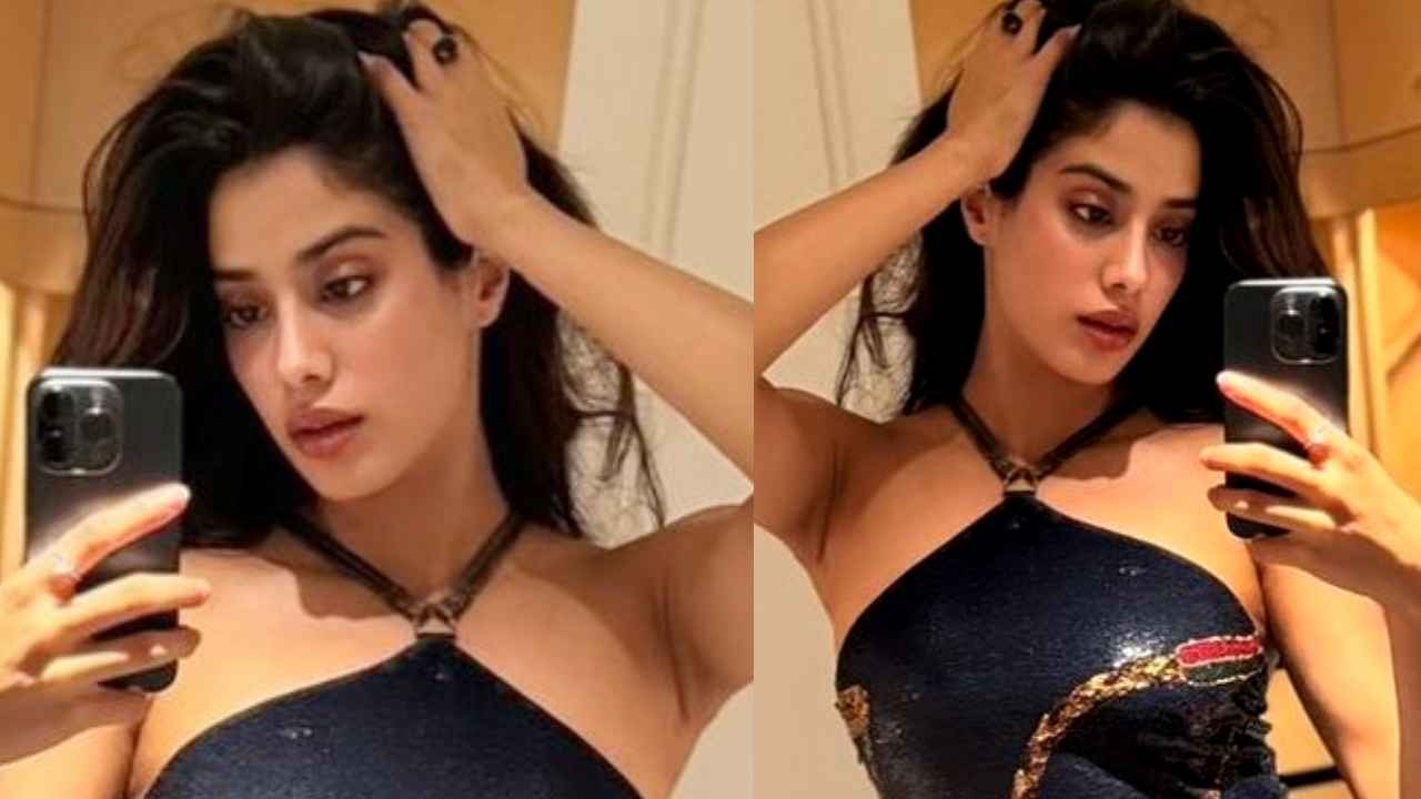 Janhvi Kapoor’s dazzling dark blue halter neck Ralph Lauren gown look is enough to make us go weak in the knees  (PC: AmI Patel Instagram)