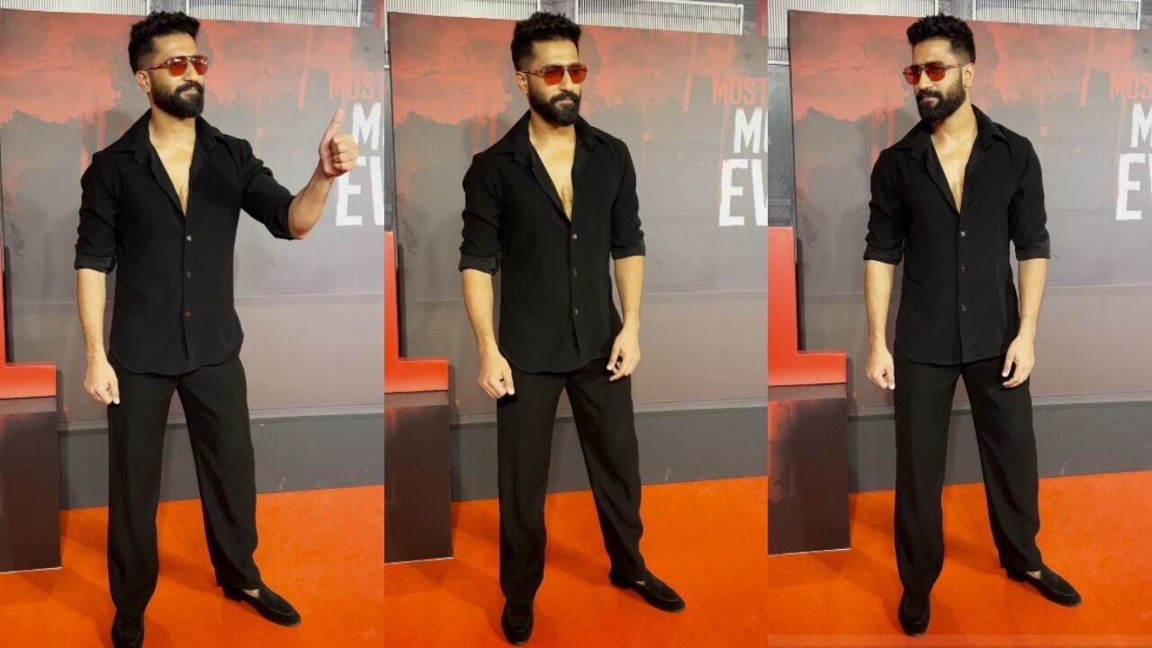 Vicky Kaushal’s all-black suave look for Kill screening (PC: Pinkvilla)