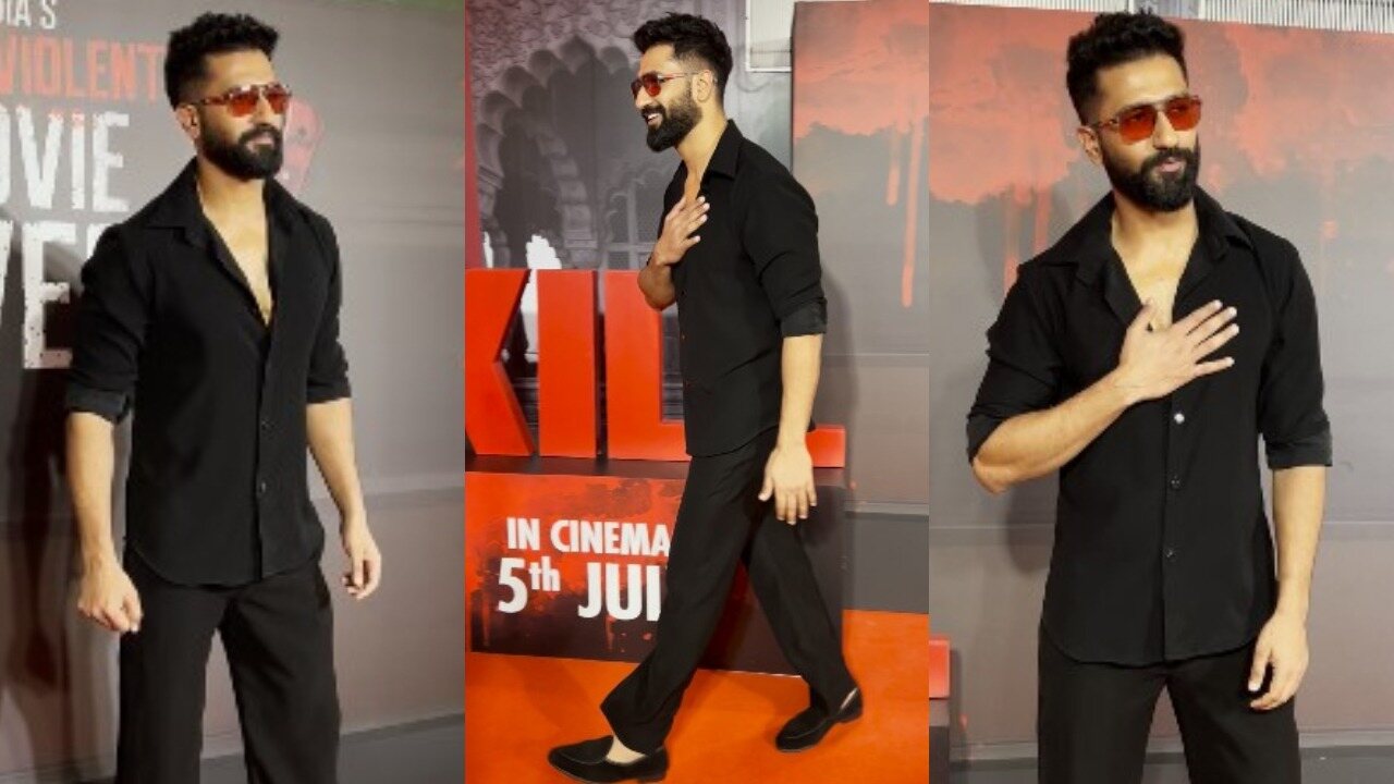 Vicky Kaushal’s all-black suave look for Kill screening (PC: Pinkvilla)