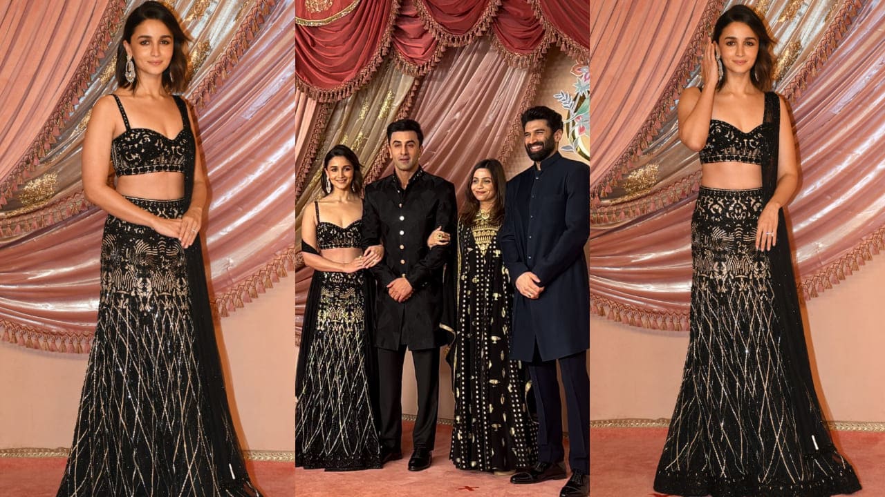 Alia Bhatt in black lehenga by Faraz Manan