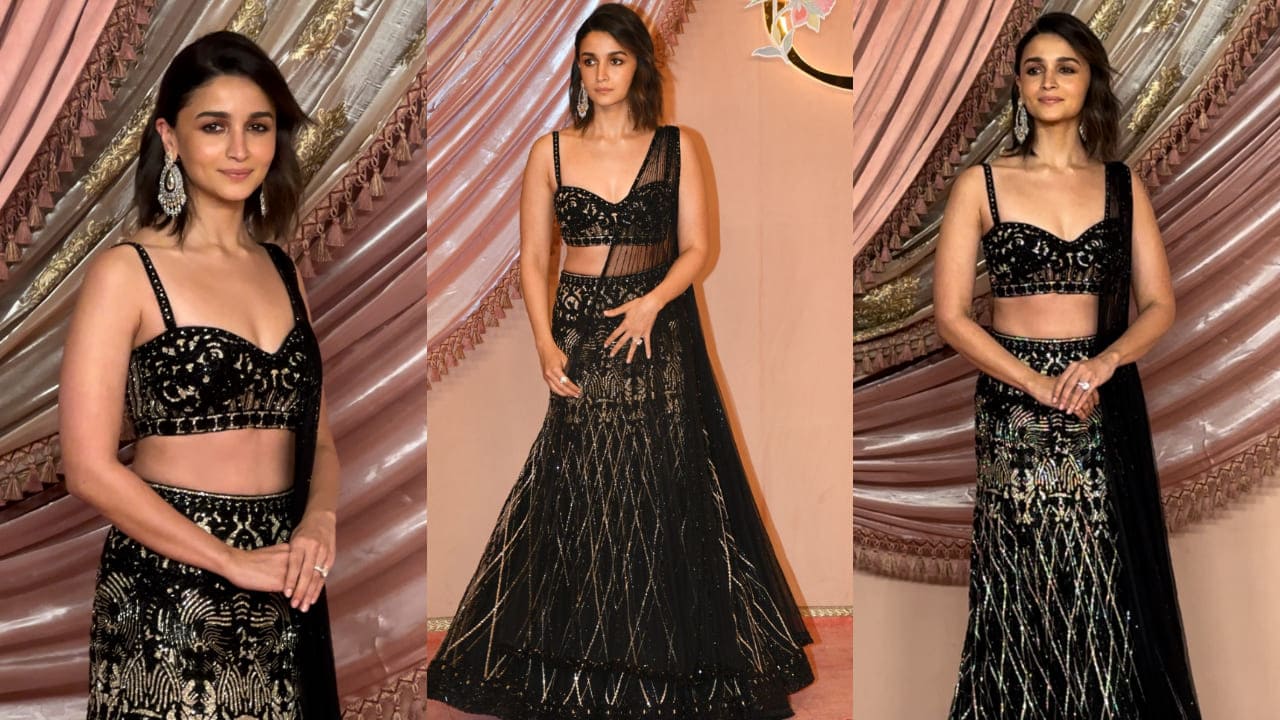 Alia Bhatt in black lehenga by Faraz Manan