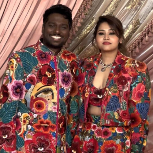 Atlee and wife at Anant-Radhika's sangeet ceremony