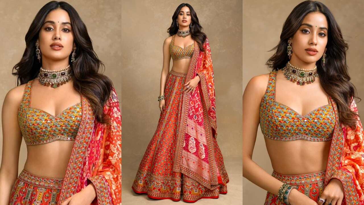 Janhvi accessorises her Arpita Mehta lehenga with eye-grabbing choker worth Rs 52 Lakhs (PC: Ami Patel Instagram)