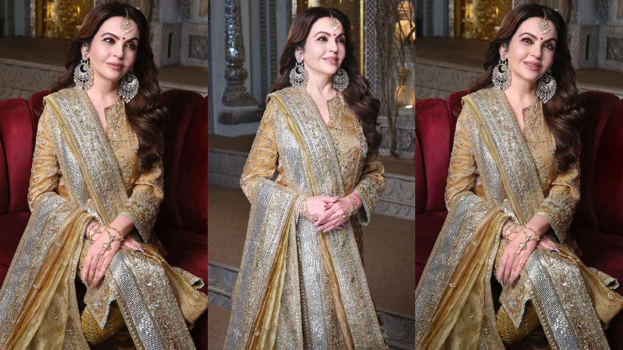 Anant-Radhika Haldi ceremony: Nita Ambani dons Manish Malhotra’s gold outfit inspired by Hyderabadi set (PC: Manish Malhotra Instagram)