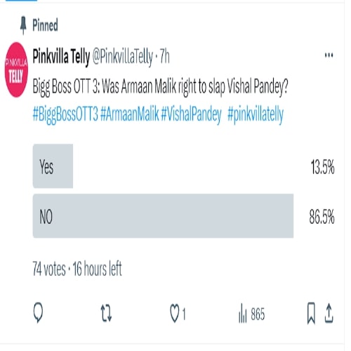 Poll results on Armaan Malik and Vishal Pandey