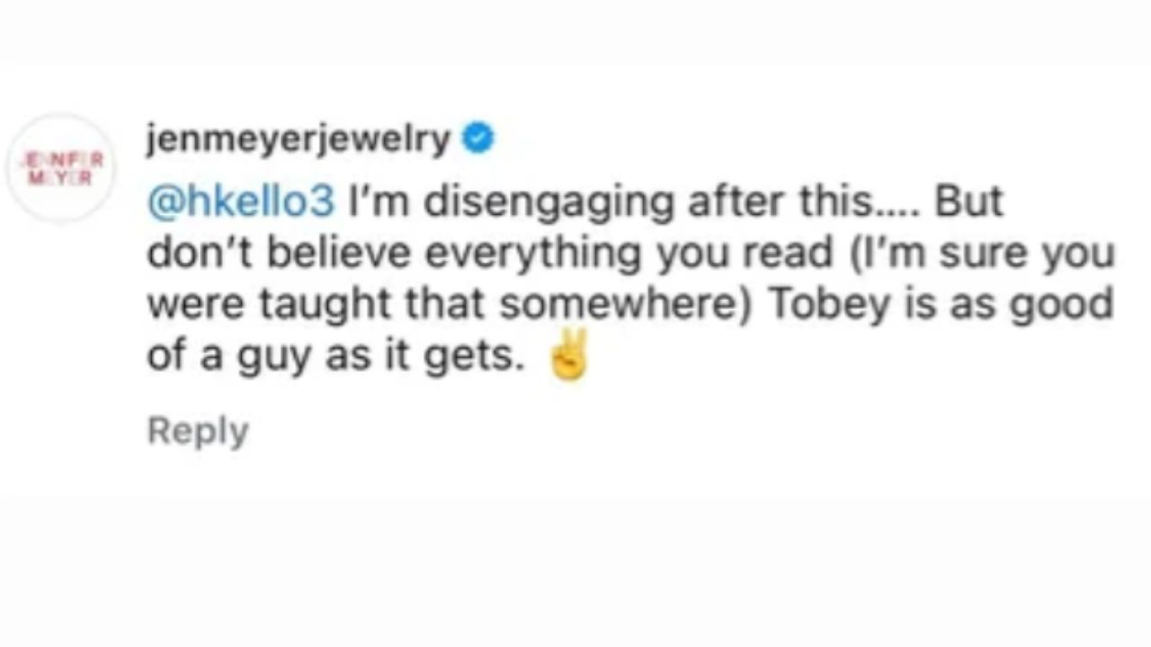 Jenna Meyer defends Tobey Maguire 