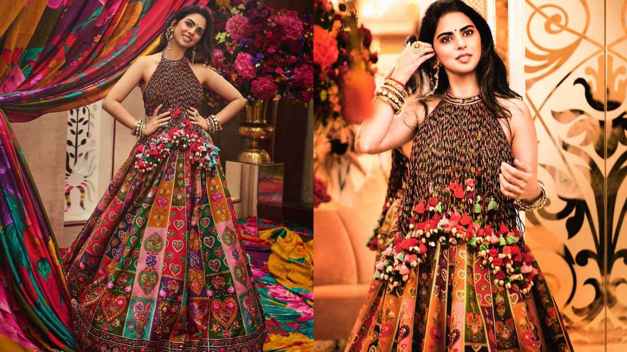 Anant Ambani-Radhika Merchant Haldi: Isha Ambani celebrates power of love in heart-embroidered lehenga (PC: Anaita Shroff Adjania Instagram)