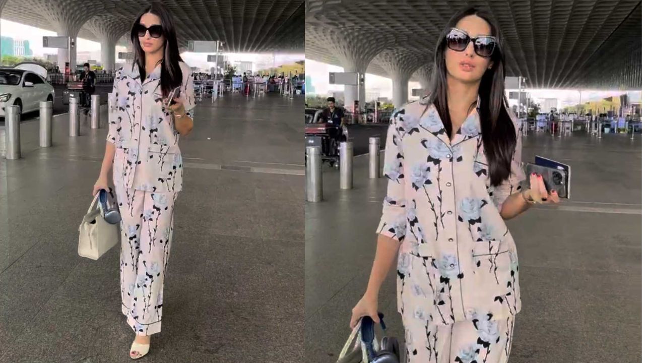 Nora Fatehi wears a co-ord set at the airport (PC: Viral Bhayani)