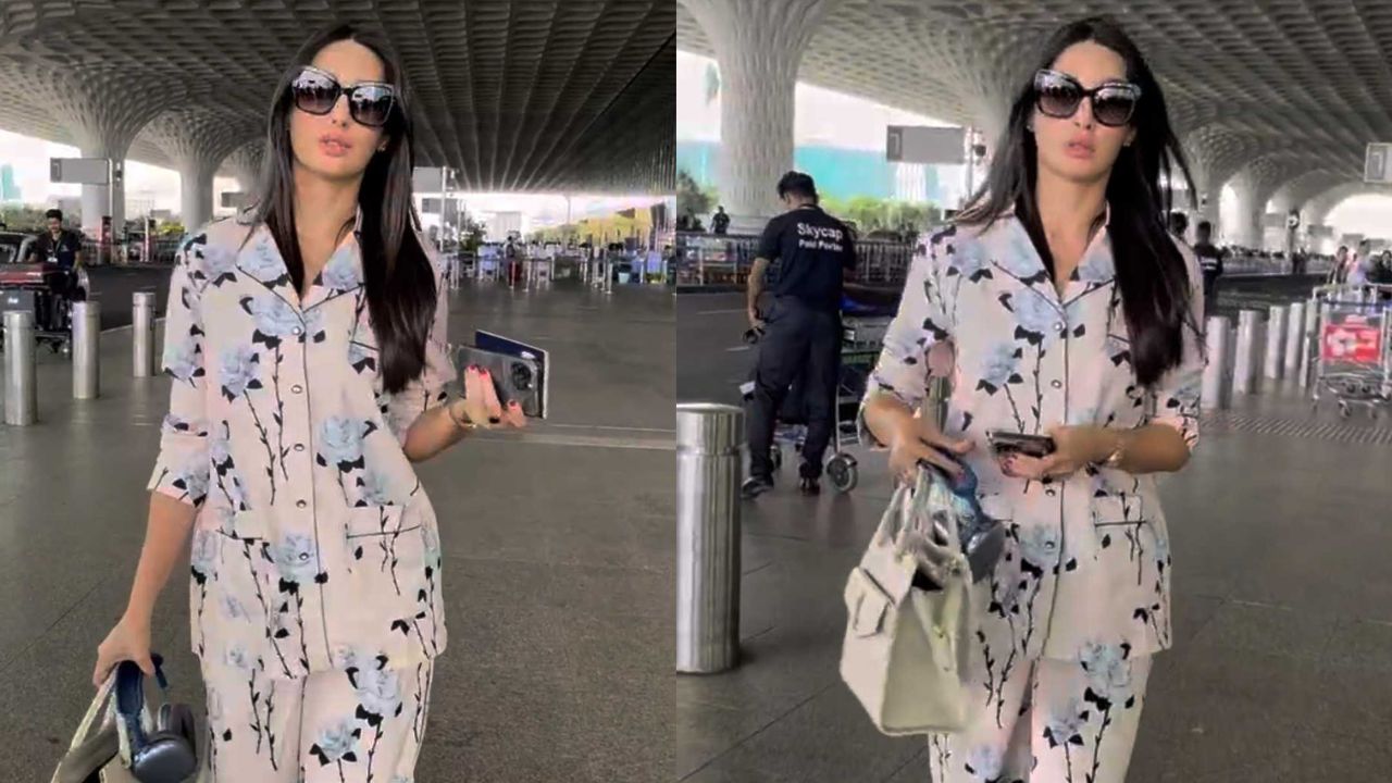 Nora Fatehi wears a co-ord set at the airport (PC: Viral Bhayani)