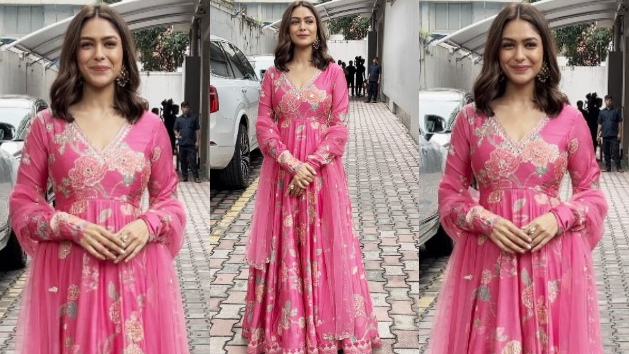 Mrunal Thakur's lightweight Anarkali suit (PC: Pinkvilla)