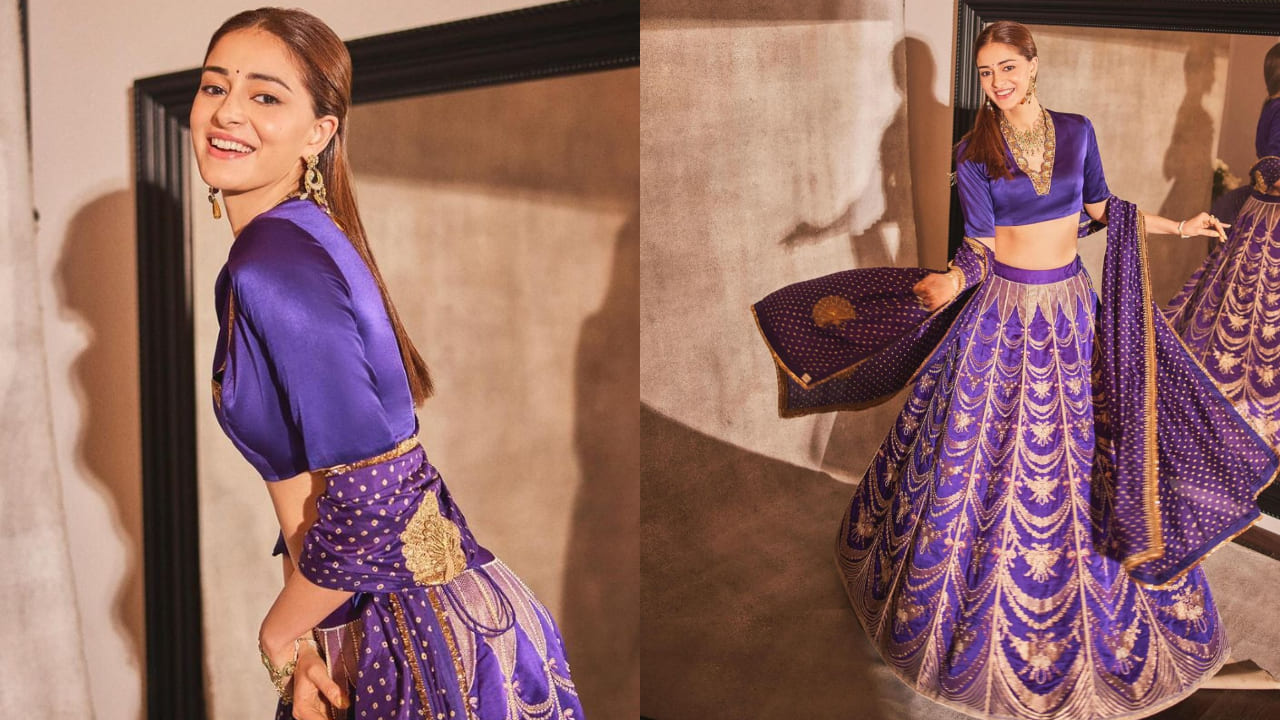 Ananya Panday in purple lehenga