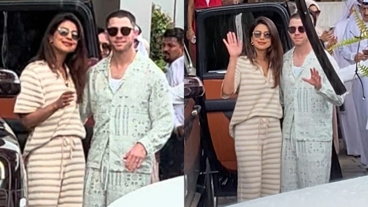 Priyanka Chopra arrives in Mumbai in tan and cream co-ord set