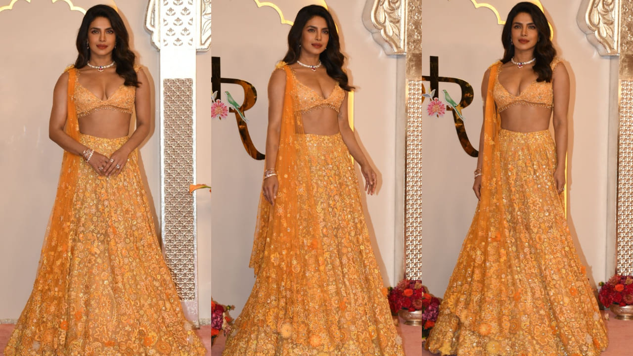 Priyanka Chopra in orange lehenga 