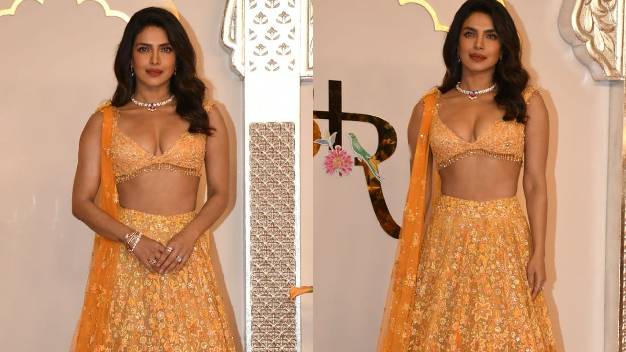 Priyanka Chopra in orange lehenga 