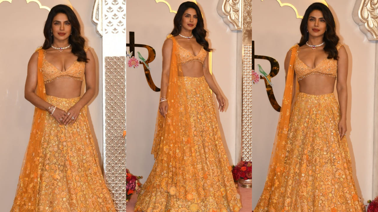 Priyanka Chopra in orange lehenga 