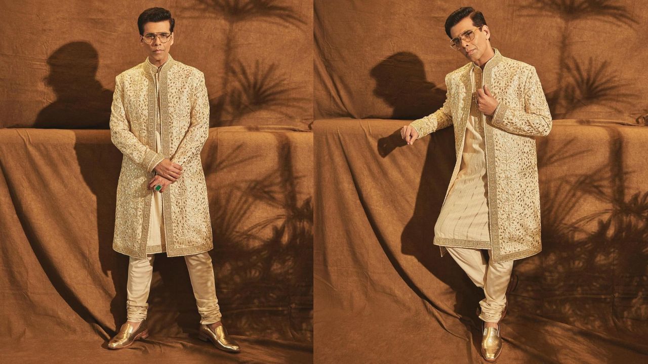 Karan Johar sports Abu Jani Sandeep Khosla ivory sherwani (Karan Johar Instagram)