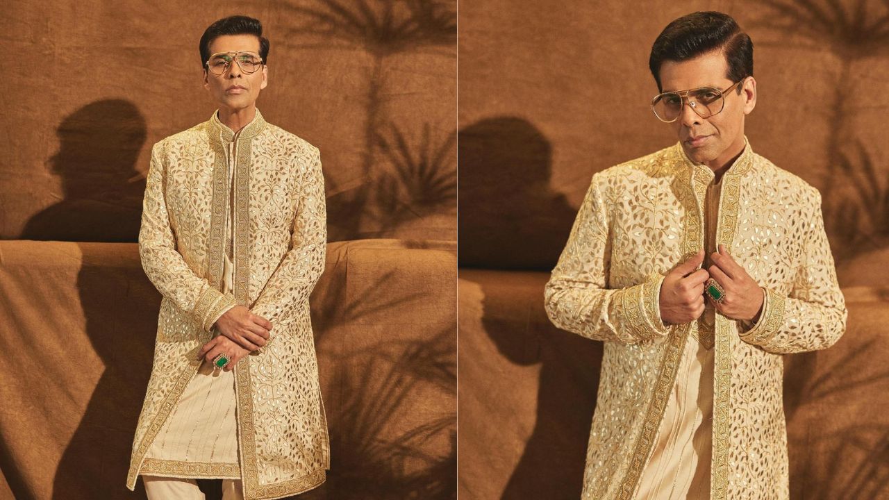 Karan Johar sports Abu Jani Sandeep Khosla ivory sherwani (Karan Johar Instagram)