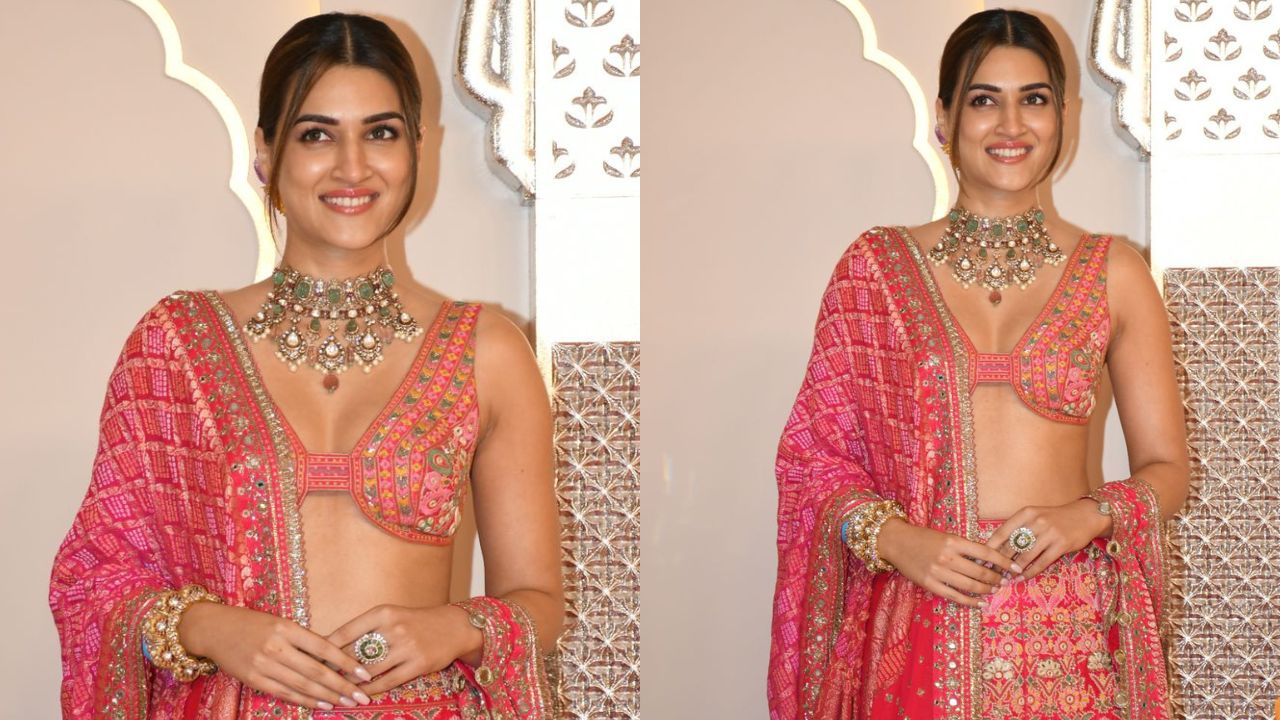 Kriti Sanon looks astonishingly pretty in pink Arpita Mehta lehenga (PC: Viral Bhayani)