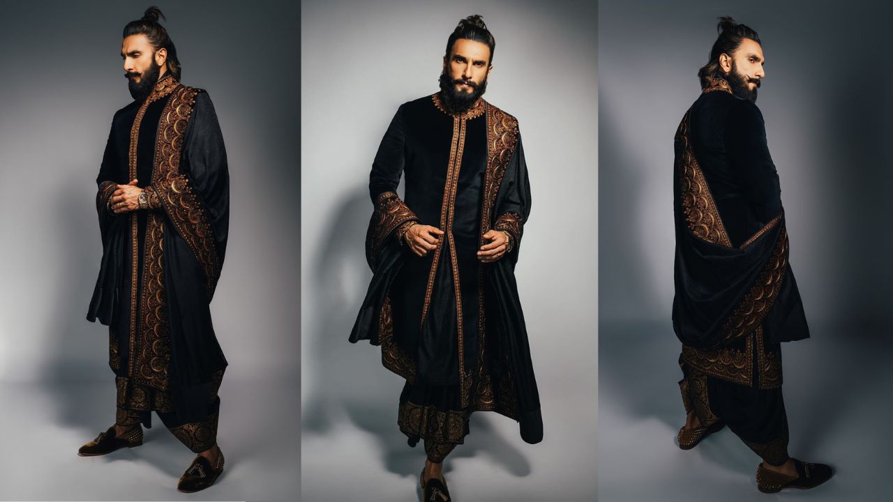 Ranveer Singh picks royal custom black sherwani by Tarun Tahiliani (Credit: Ranveer Singh Instagram)