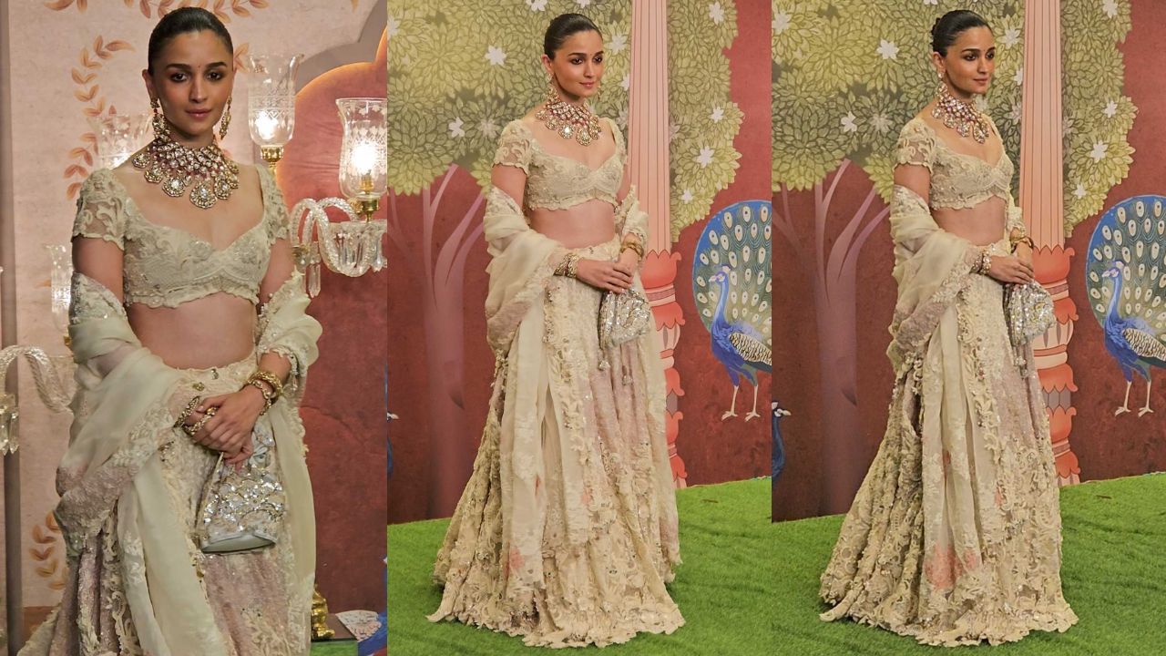 Alia Bhatt spills class in Anamika Khanna lehenga (PC: Viral Bhayani)