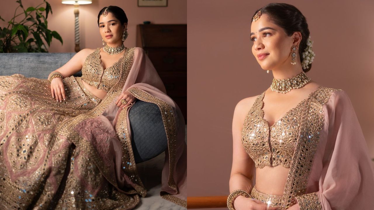 Sara Tendulkar exudes princess vibes in a rose gold lehenga set (PC: Sara Tendulkar Instagram)