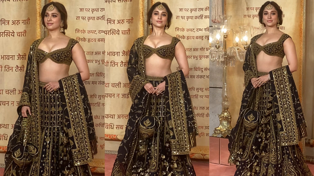 Tamannaah Bhatia in black and gold lehenga 