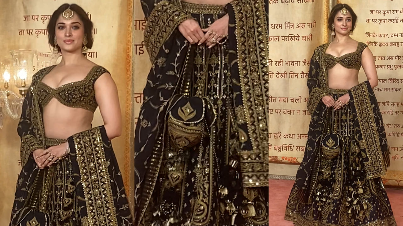 Tamannaah Bhatia in black and gold lehenga 