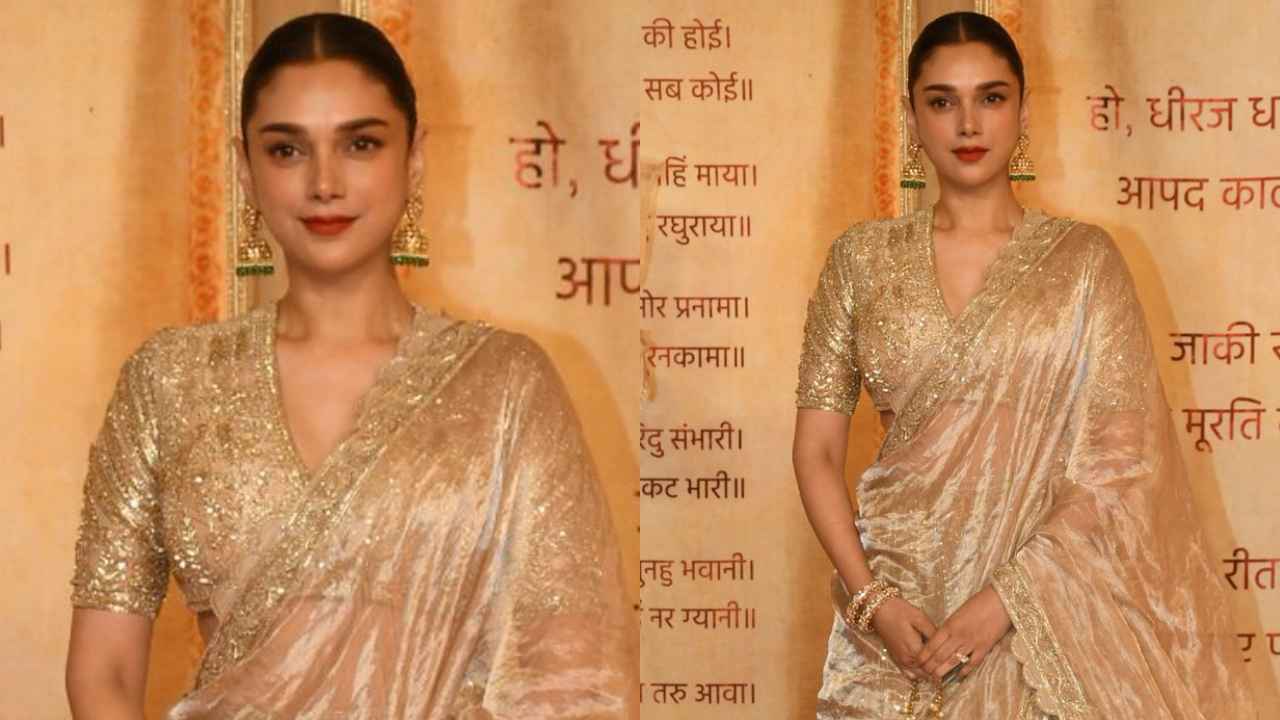 Anant Ambani-Radhika Merchant Mangal Utsav: Aditi Rao Hydari, Sobhita Dhulipala glow in statement-worthy gold lehengas (PC: Viral Bhayani)