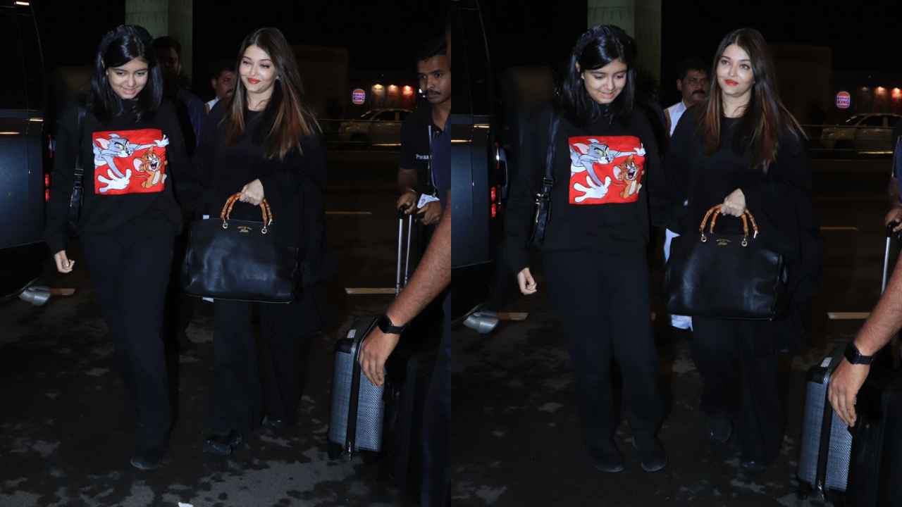 Aishwarya Rai Bachchan twins with daughter Aaradhya in comfy black outfits as they arrive in style at airport (PC: Viral Bhayani)