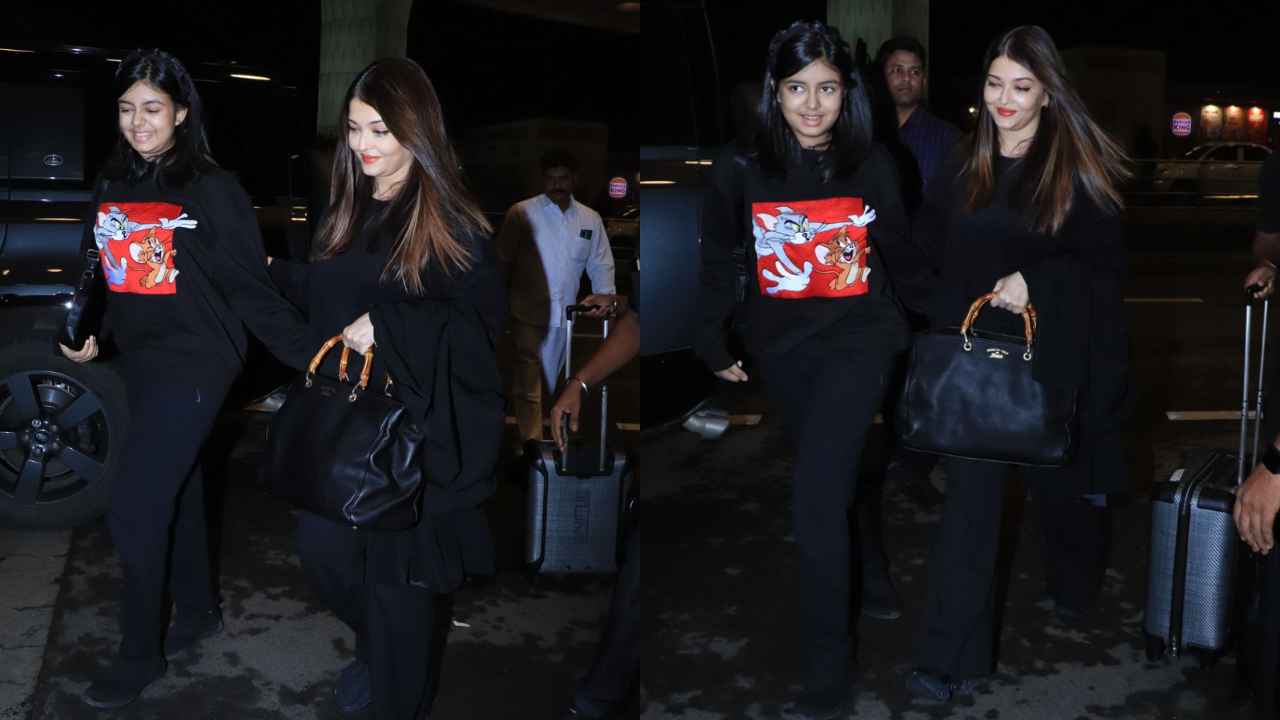 Aishwarya Rai Bachchan twins with daughter Aaradhya in comfy black outfits as they arrive in style at airport (PC: Viral Bhayani)