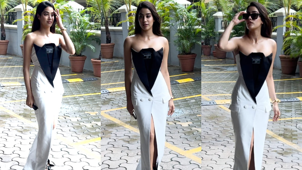 Janhvi Kapoor in monochrome dress from Balmain