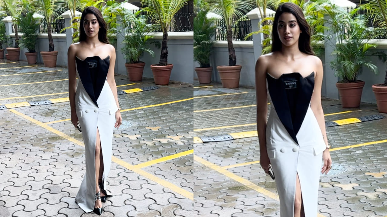 Janhvi Kapoor in monochrome dress from Balmain