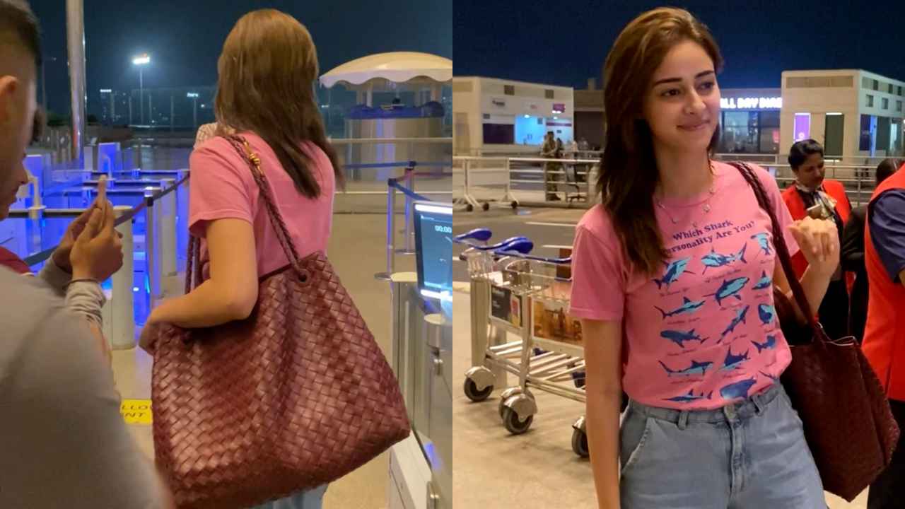 Ananya Panday gives her minimalistic Gen-Z airport look luxe twist with Bottega Venetta tote bag worth Rs 8,14,706 (PC: Varinder Chawla)